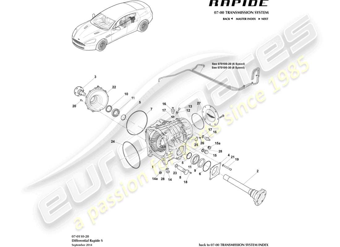 aston martin rapide (2011) differential, s part diagram