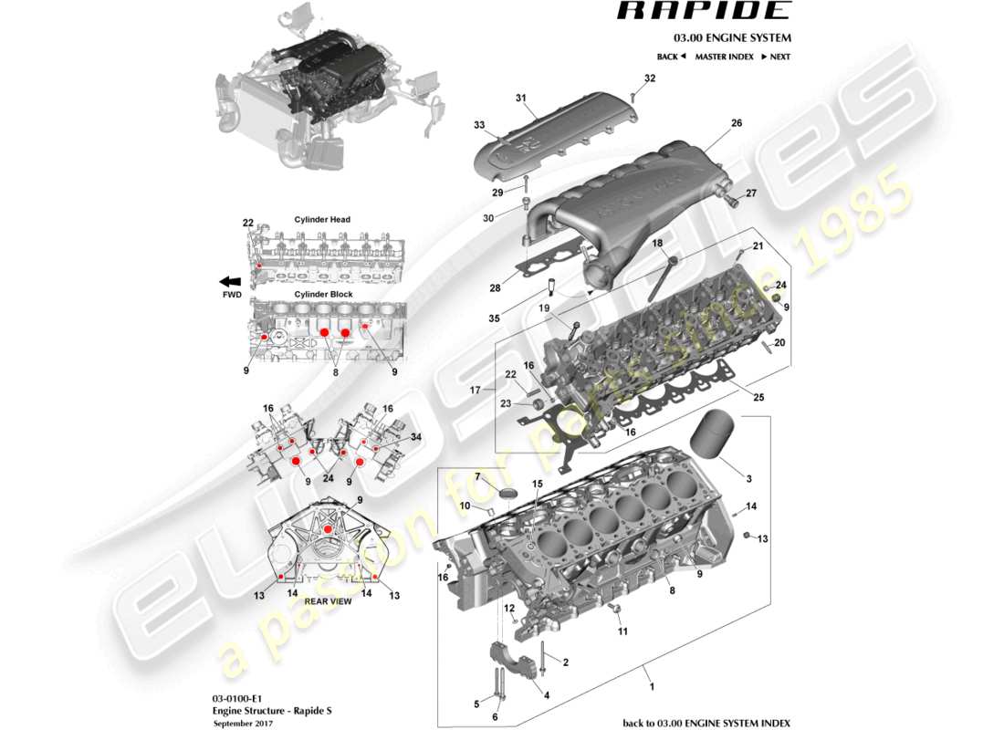 aston martin rapide (2011) engine structure part diagram