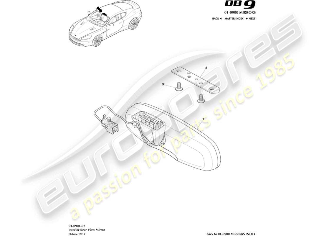 aston martin db9 (2014) interior mirror part diagram