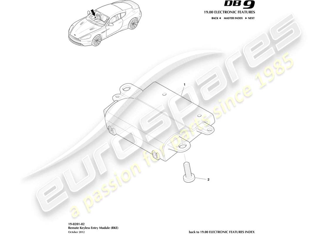 aston martin db9 (2014) rke part diagram