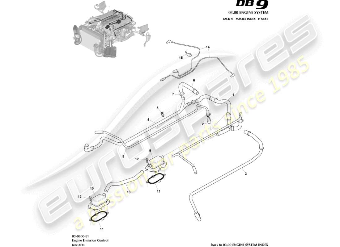 aston martin db9 (2015) emission control part diagram