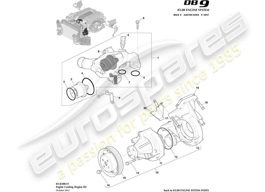 aston martin db9 (2014) engine cooling part diagram