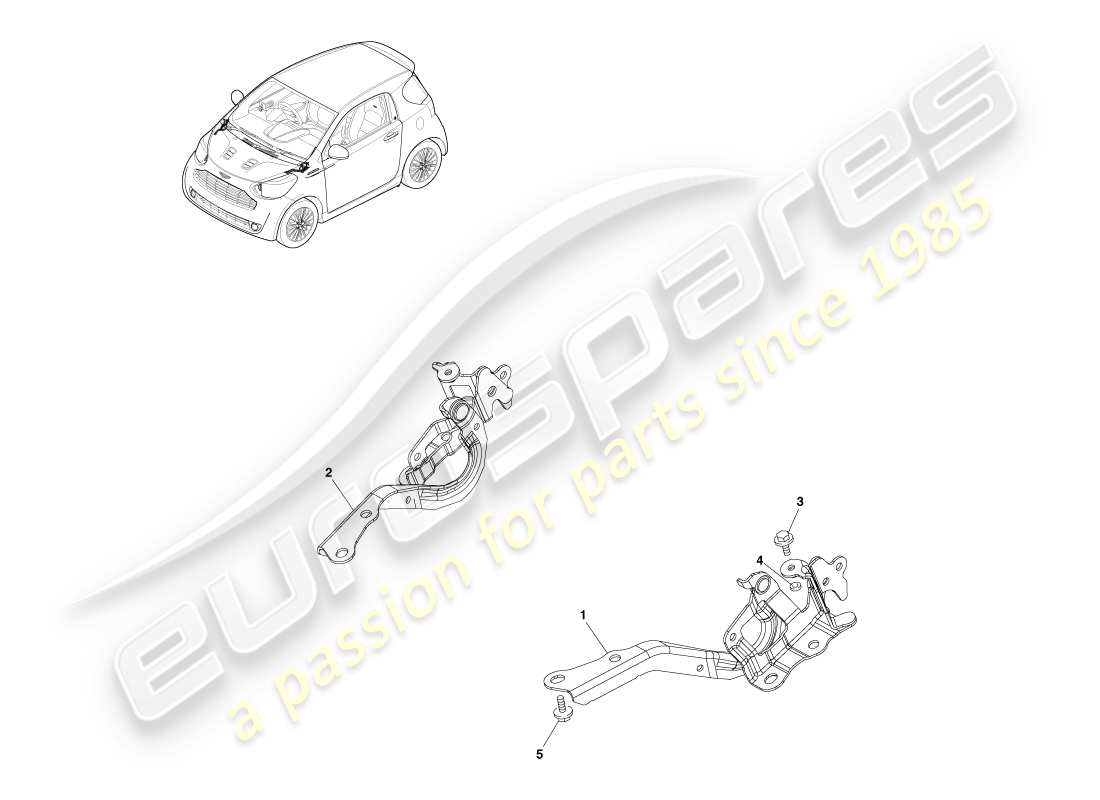 aston martin cygnet (2012) front bonnet hinges parts diagram