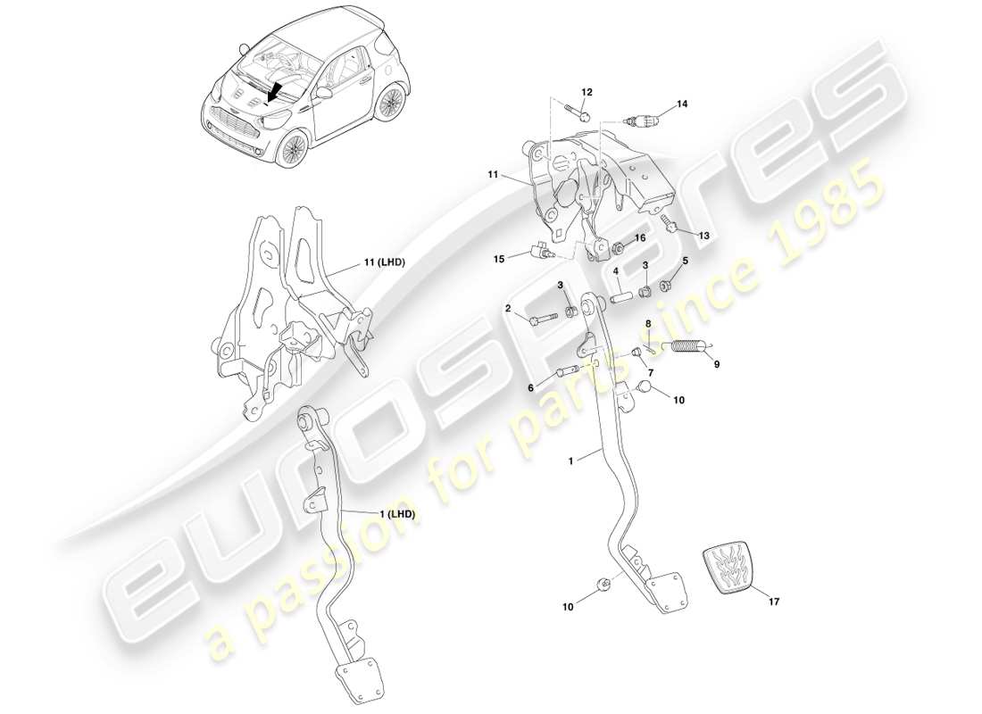 aston martin cygnet (2012) clutch actuation assy parts diagram