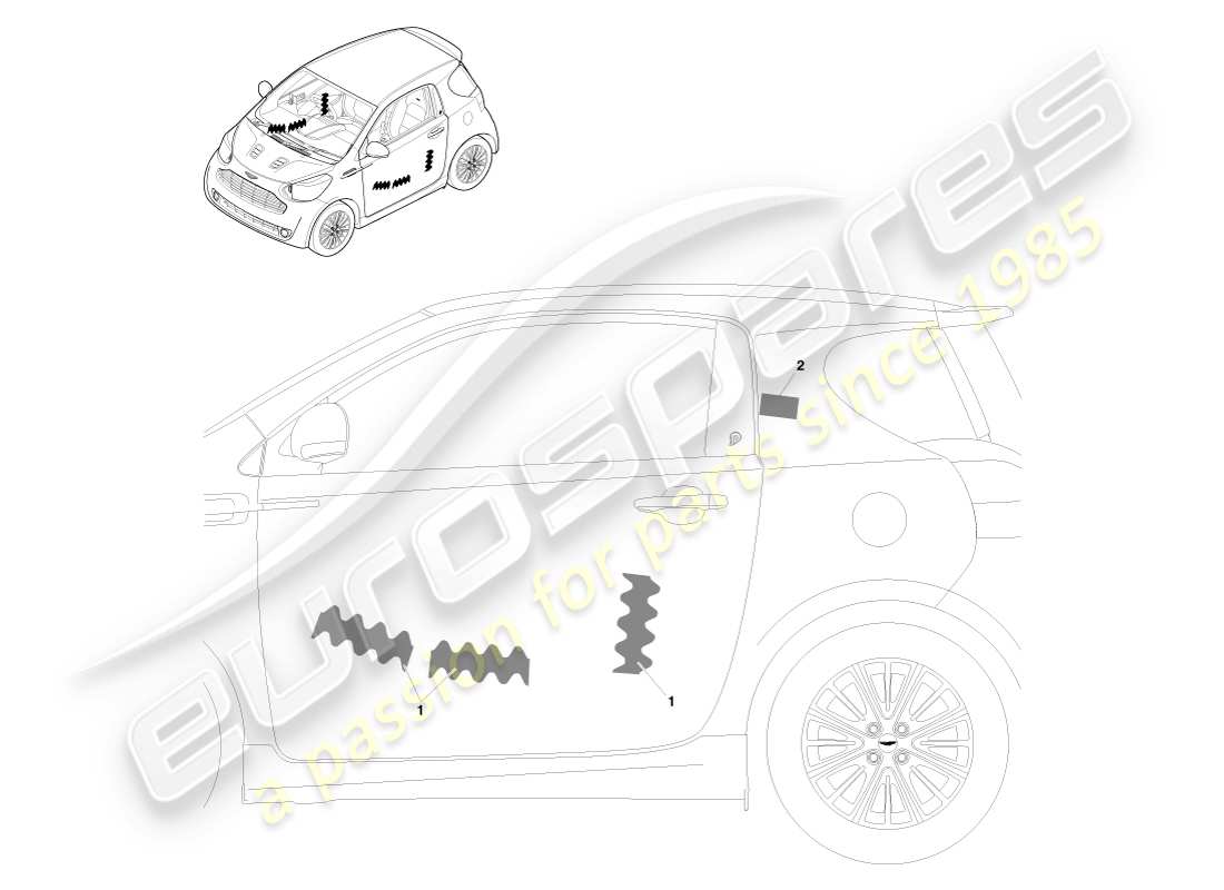 aston martin cygnet (2012) noise insulation vehicle fit parts diagram