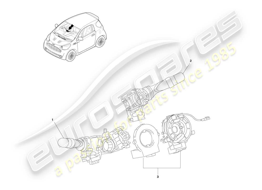 aston martin cygnet (2012) steering column switch parts diagram