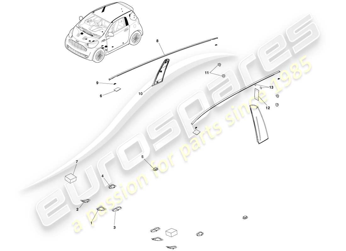 aston martin cygnet (2012) static sealing parts diagram