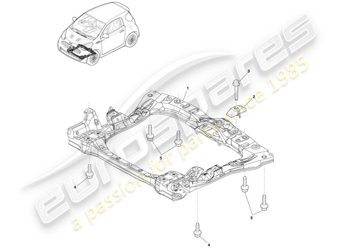 aston martin cygnet (2012) front sub-frame parts diagram