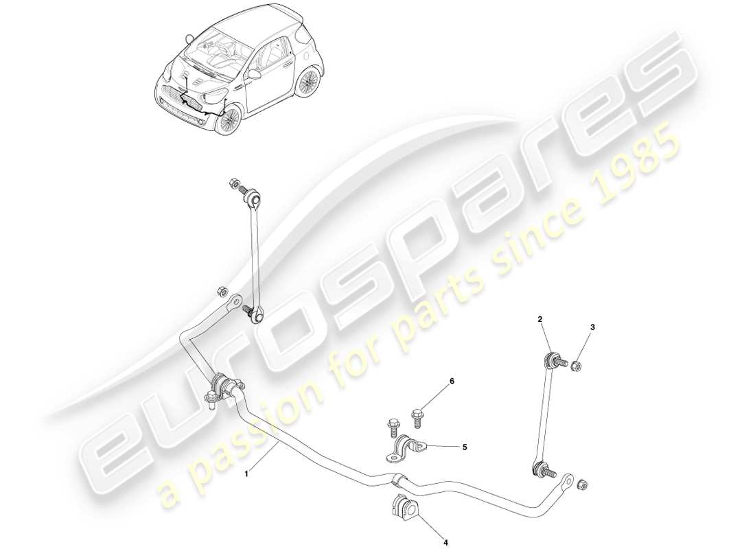 aston martin cygnet (2012) front suspension links and arms parts diagram