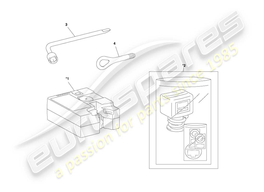 aston martin cygnet (2012) emergency equipment parts diagram