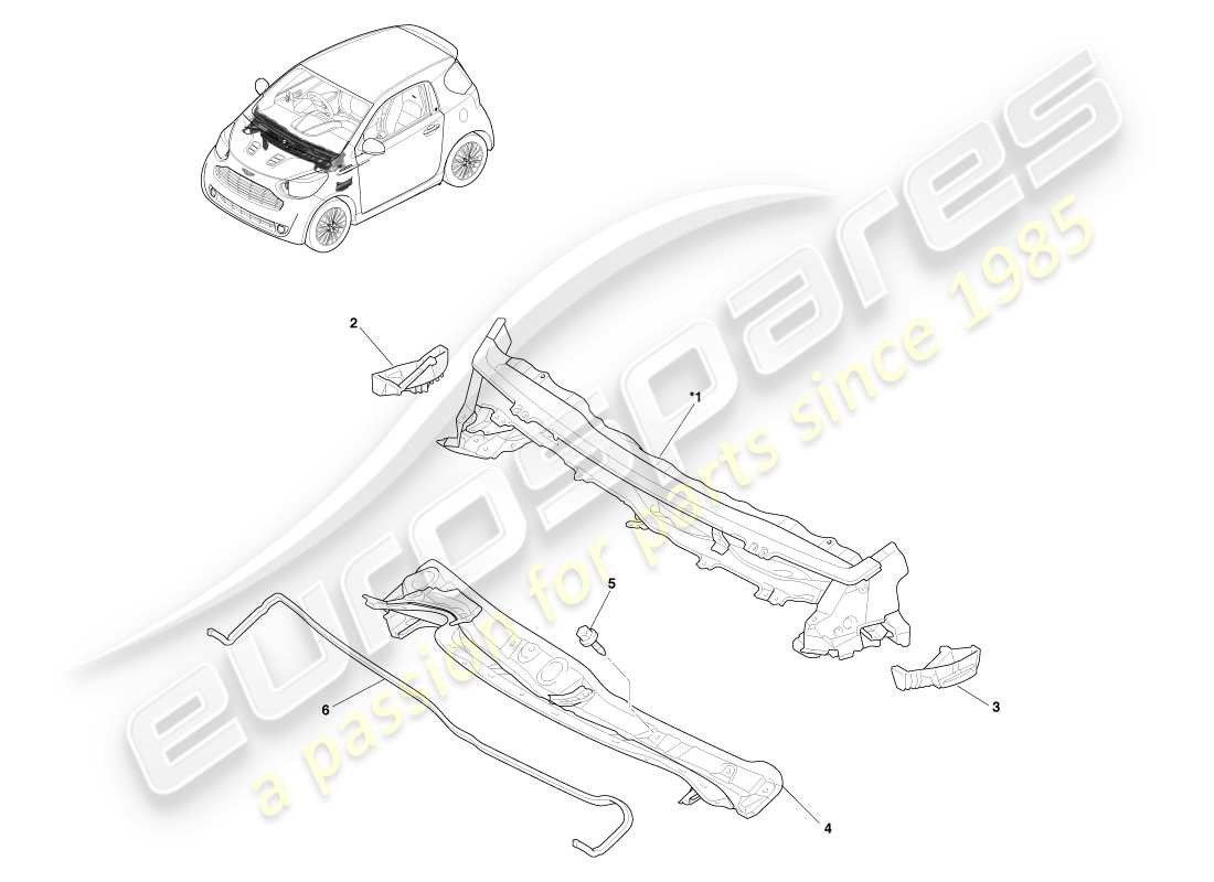 aston martin cygnet (2012) body dash & cowl parts diagram