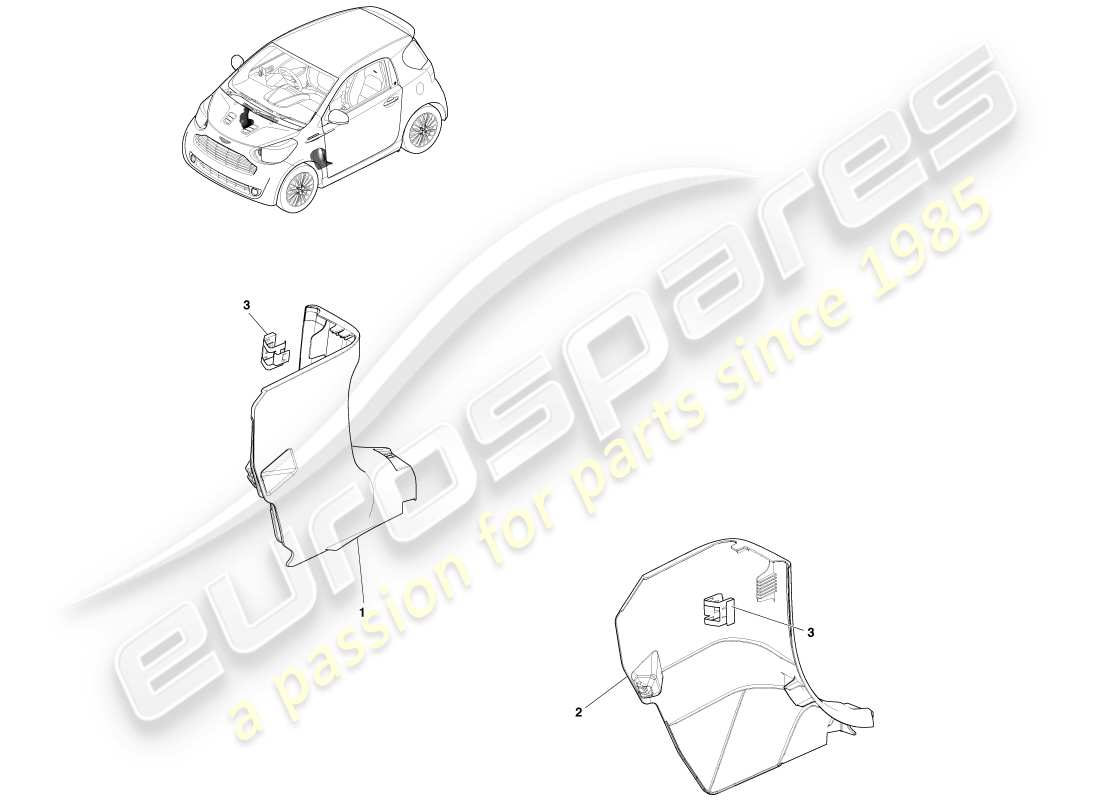 aston martin cygnet (2012) lower pillar trim parts diagram