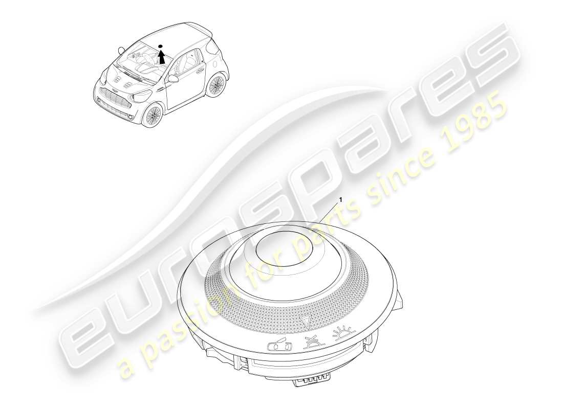 aston martin cygnet (2012) interior lighting parts diagram