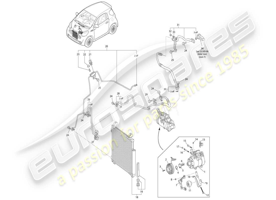 aston martin cygnet (2012) ac compressor parts diagram