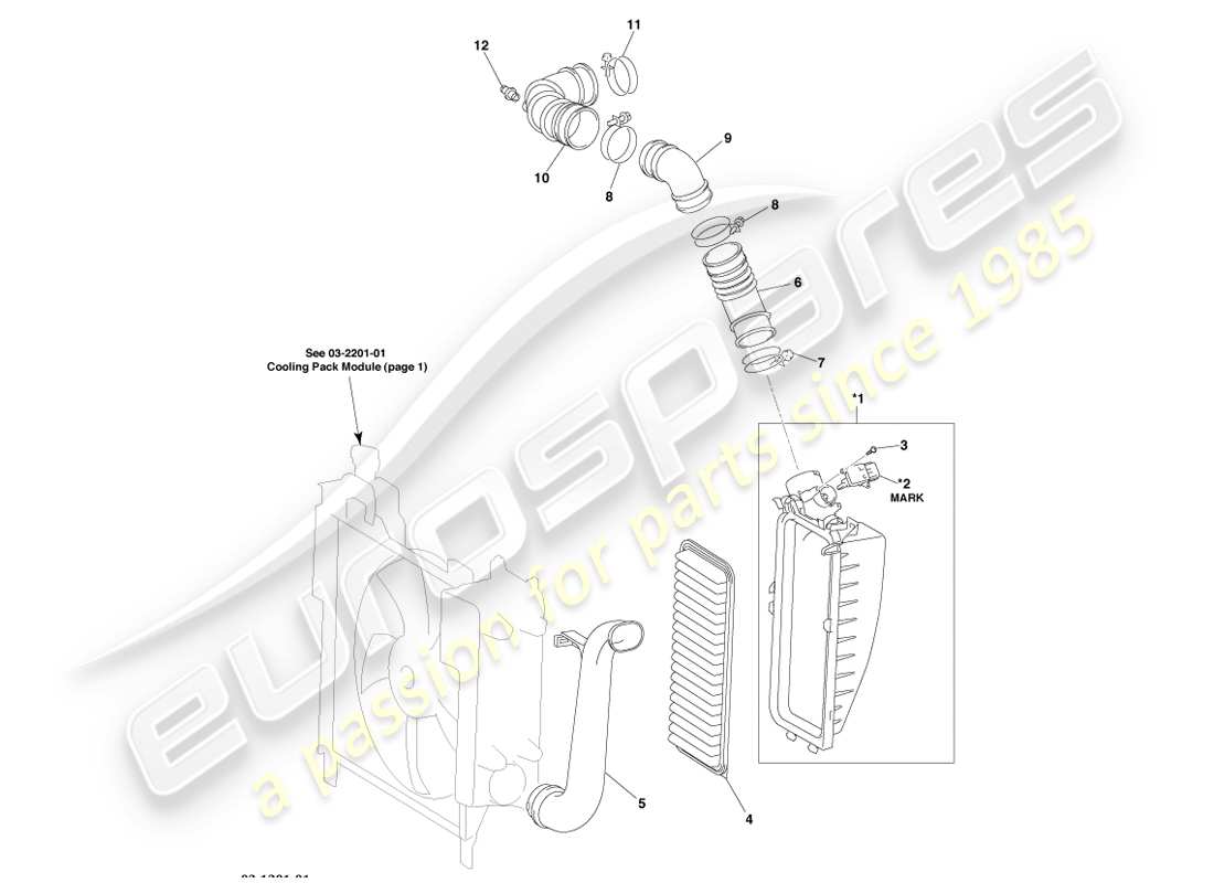 aston martin cygnet (2012) air cleaner parts diagram