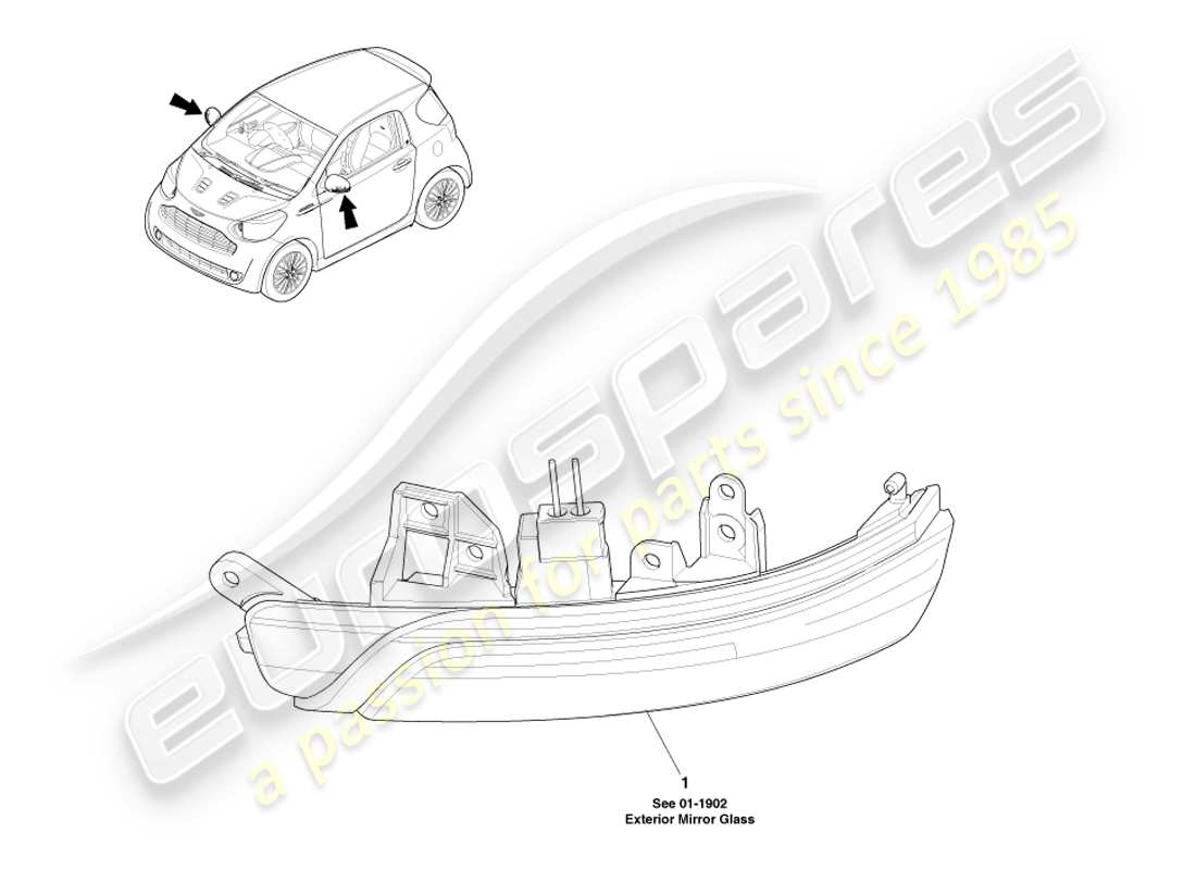 aston martin cygnet (2012) side repeaters parts diagram