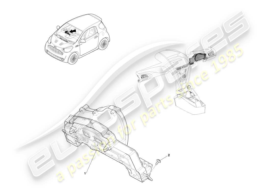 aston martin cygnet (2012) instrument cluster parts diagram