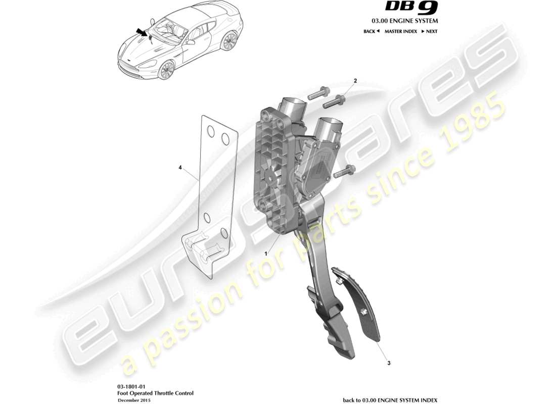 aston martin db9 (2014) throttle control part diagram