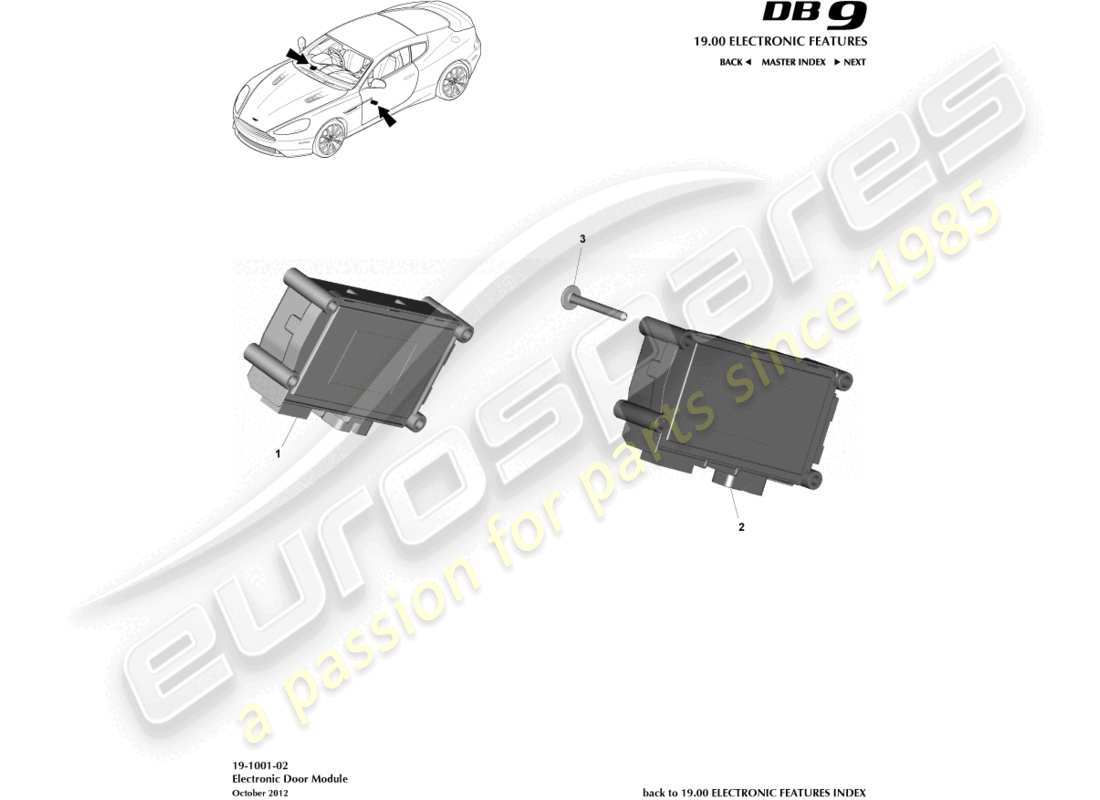 aston martin db9 (2015) electronic door module part diagram