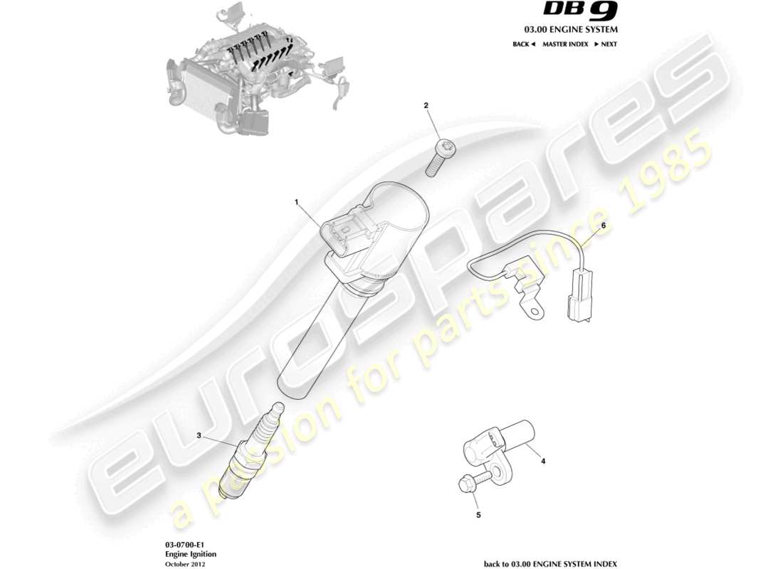 aston martin db9 (2014) ignition part diagram