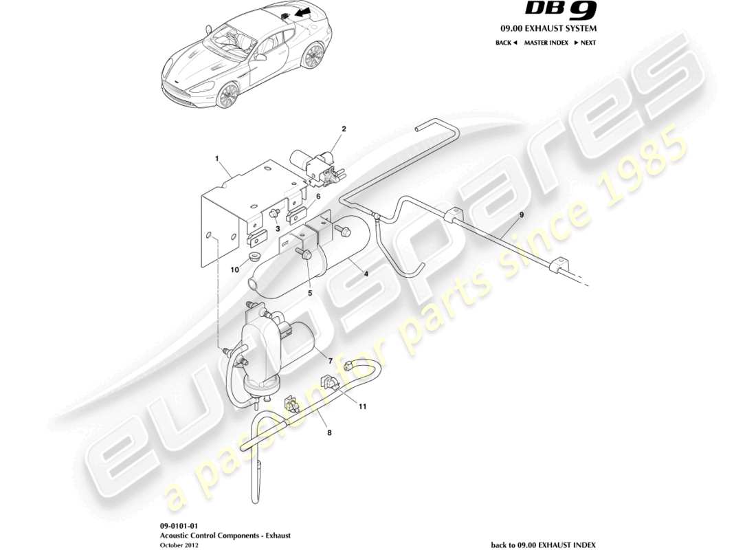 aston martin db9 (2014) acoustic control part diagram