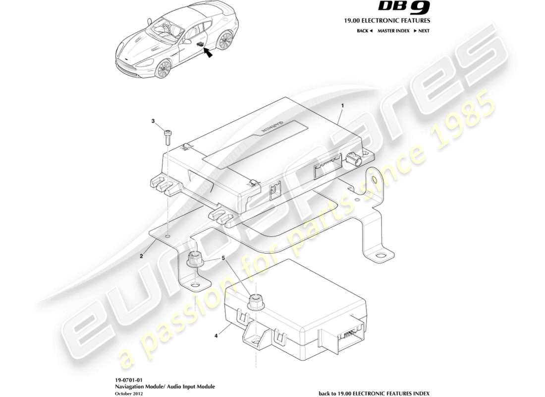 aston martin db9 (2015) navigation module part diagram