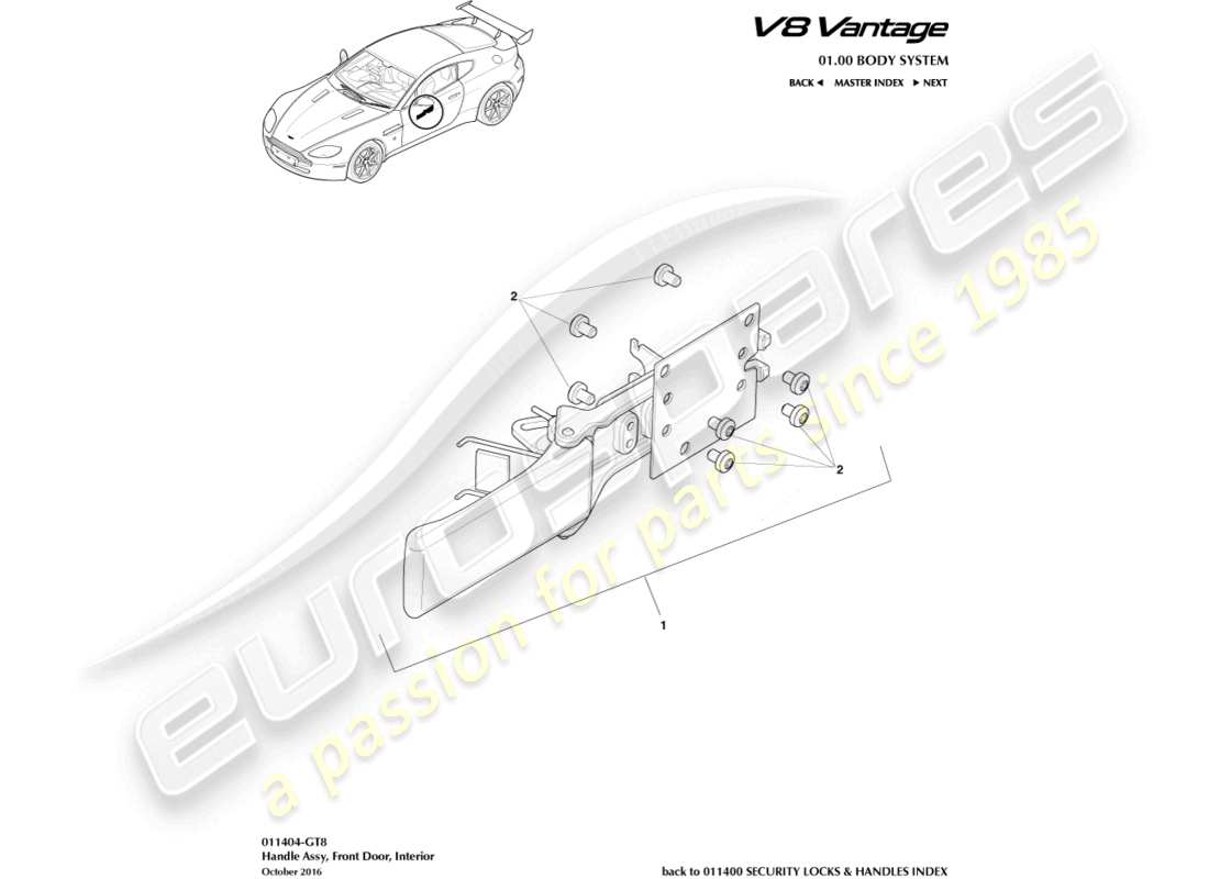 a part diagram from the aston martin v8 vantage (2014) parts catalogue