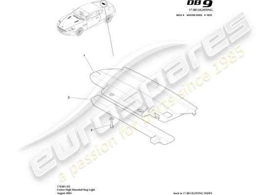 a part diagram from the aston martin db9 (2006) parts catalogue