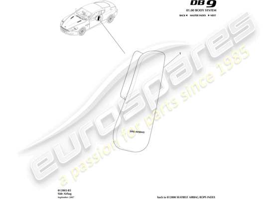 a part diagram from the aston martin db9 (2007) parts catalogue