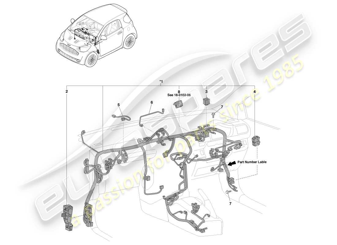 aston martin cygnet (2012) ip harness parts diagram