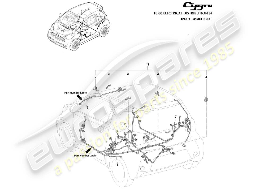 aston martin cygnet (2012) main body wiring parts diagram