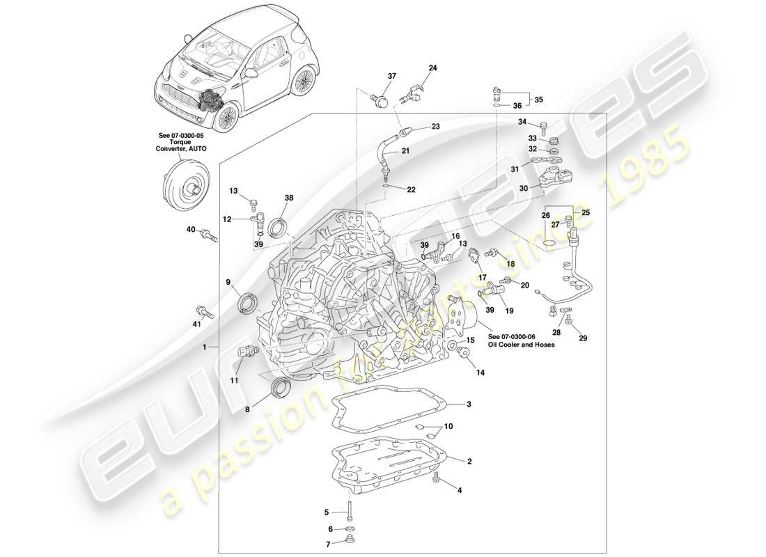 aston martin cygnet (2012) transaxle assy, auto parts diagram