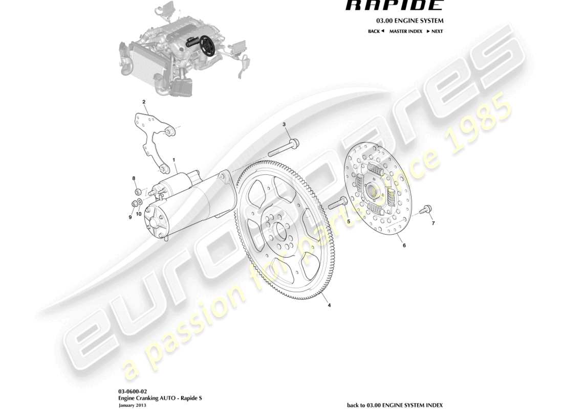 aston martin rapide (2011) engine cranking, auto part diagram