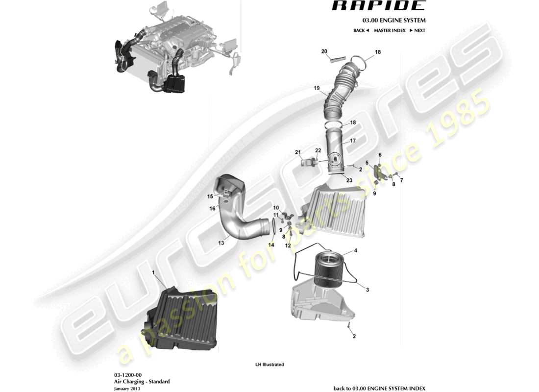 aston martin rapide (2011) air charging part diagram