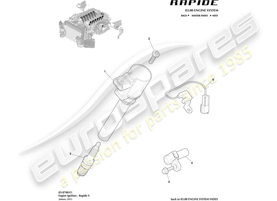 aston martin rapide (2011) ignition part diagram