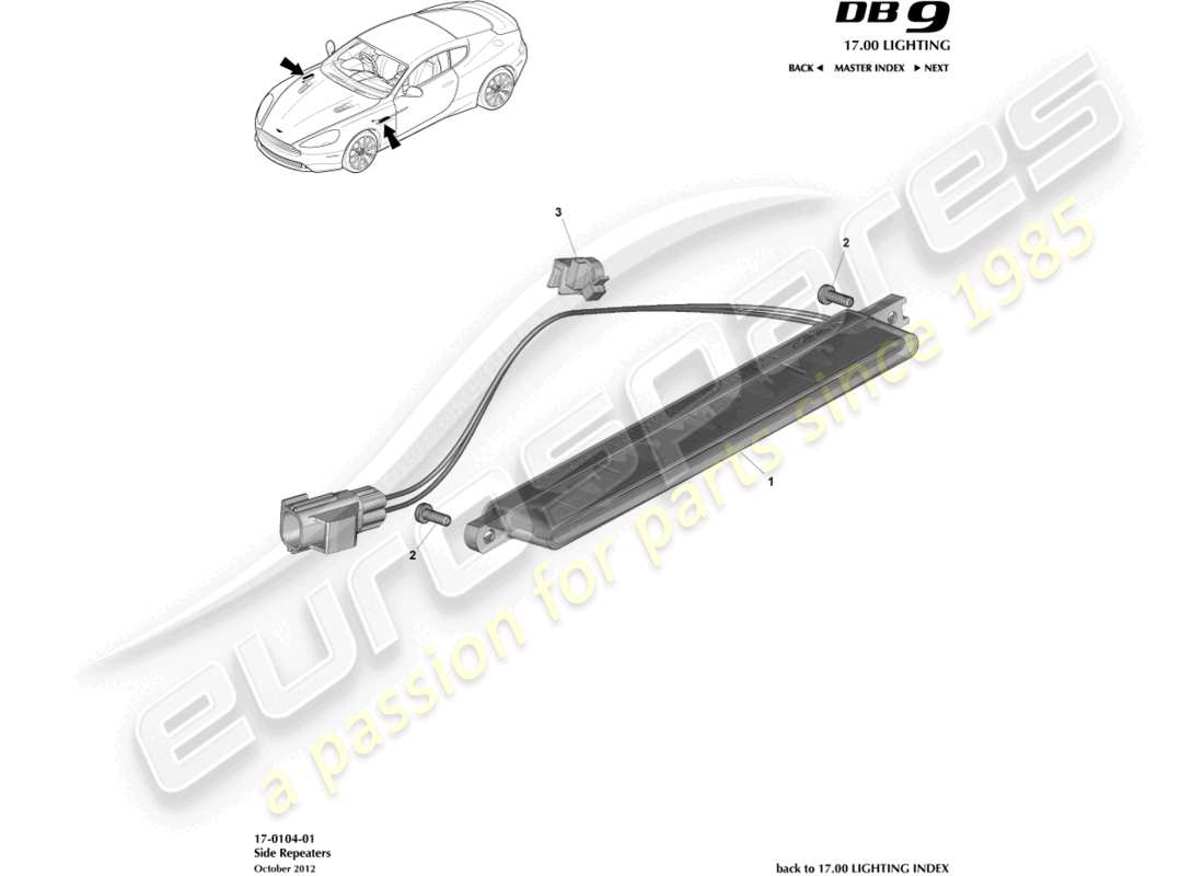 aston martin db9 (2014) side repeaters part diagram