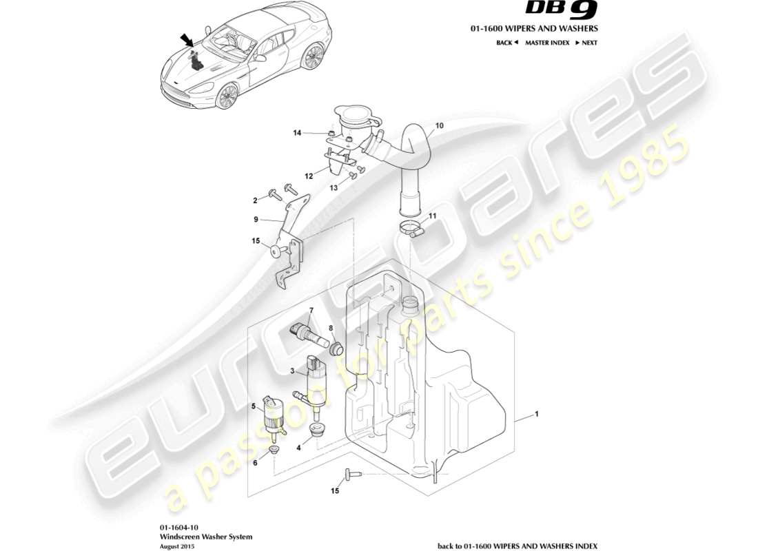 aston martin db9 (2015) washer bottle part diagram