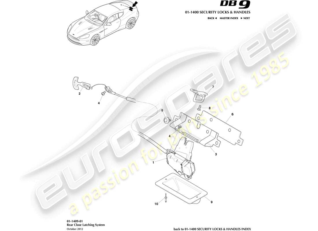 aston martin db9 (2014) rear closure latches part diagram