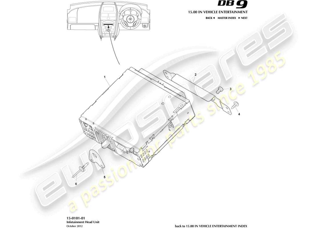 aston martin db9 (2014) infotainment head unit part diagram