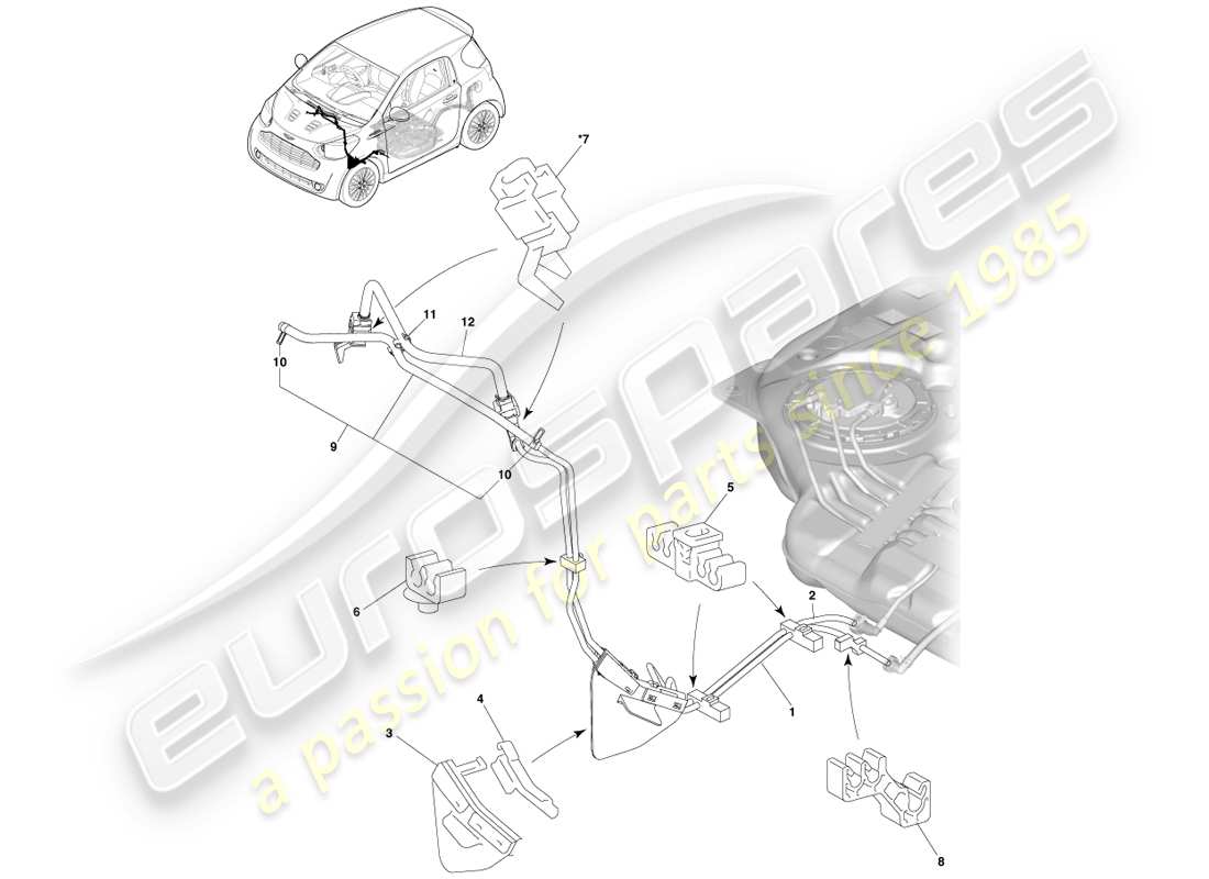 aston martin cygnet (2012) fuel distribution parts diagram