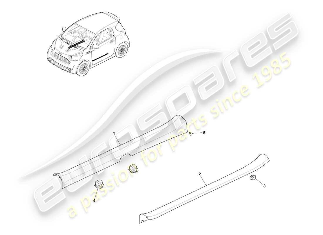 aston martin cygnet (2012) sill trim & ornamentation parts diagram