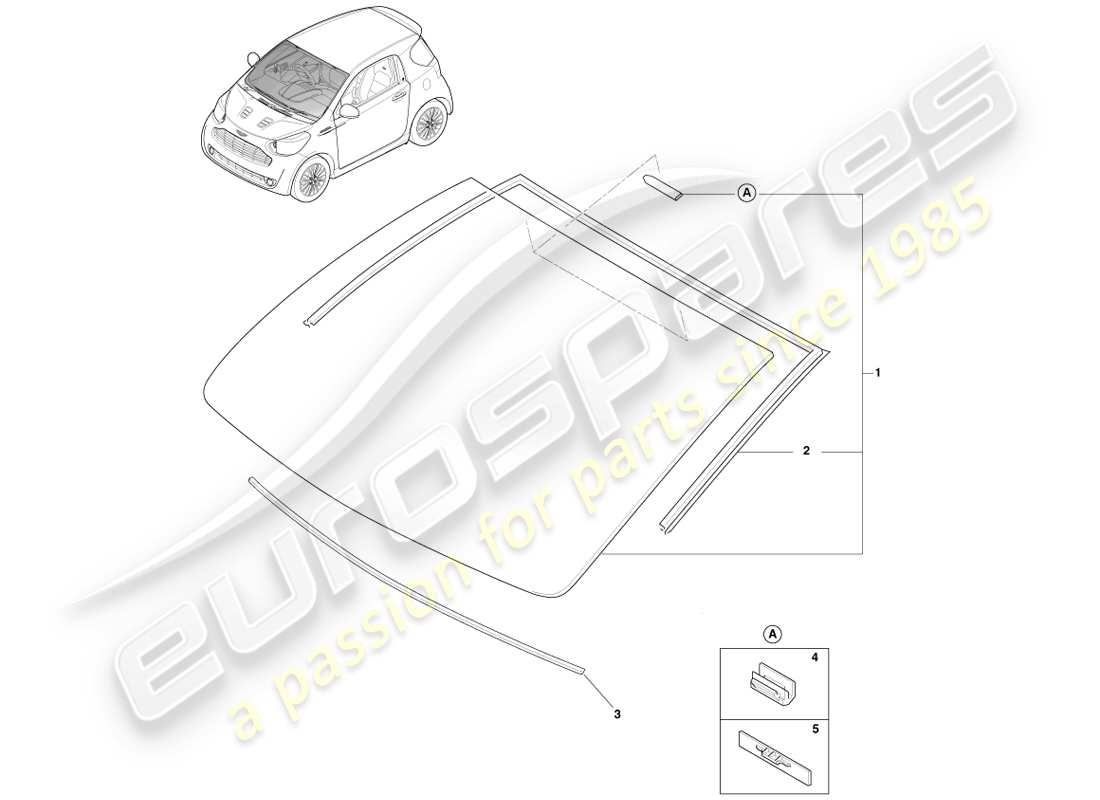 aston martin cygnet (2012) windshield parts diagram