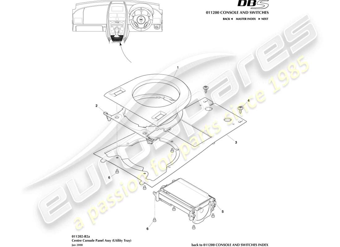 aston martin dbs (2007) utility tray parts diagram