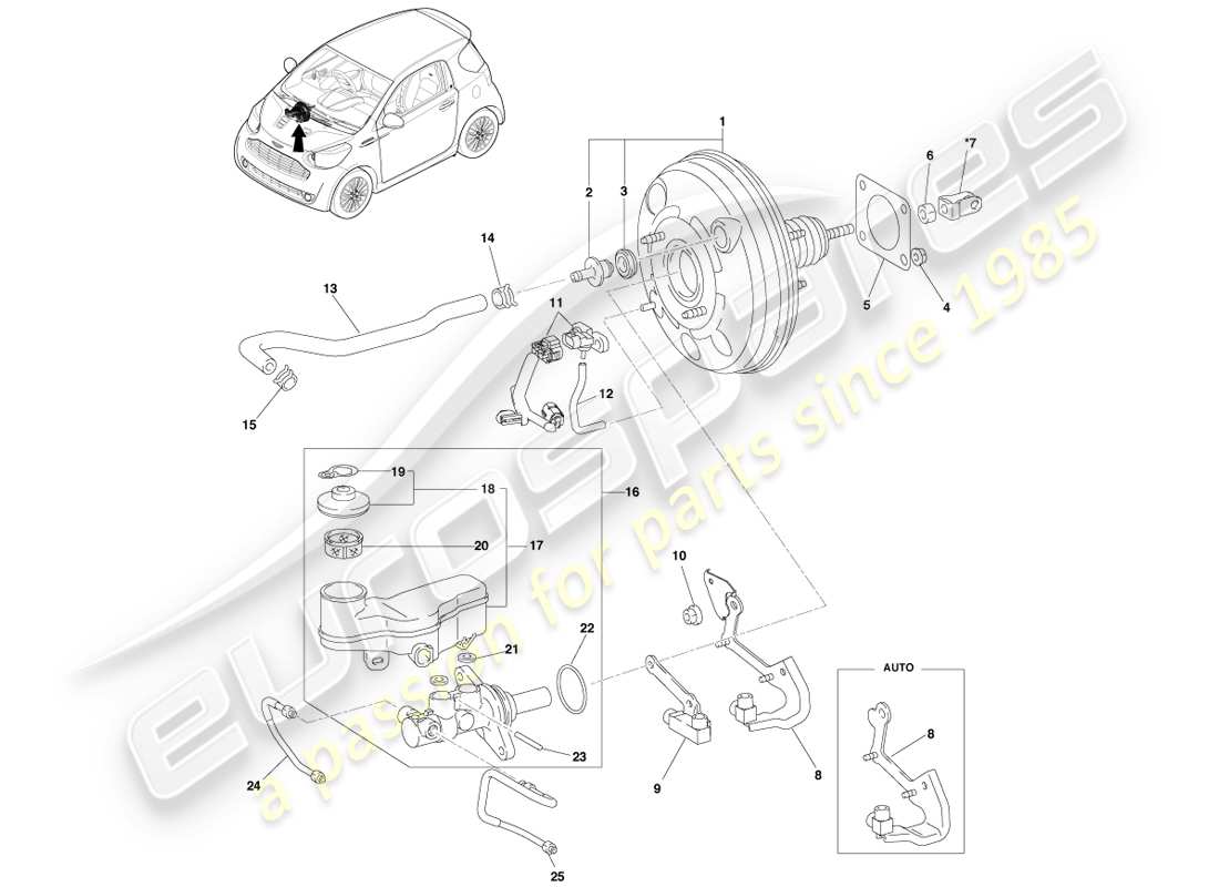 aston martin cygnet (2012) vacuum reservoir and hose rhd parts diagram