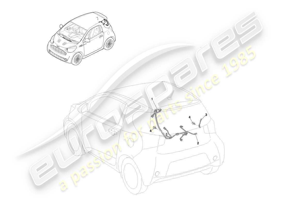 aston martin cygnet (2012) rear end wiring parts diagram