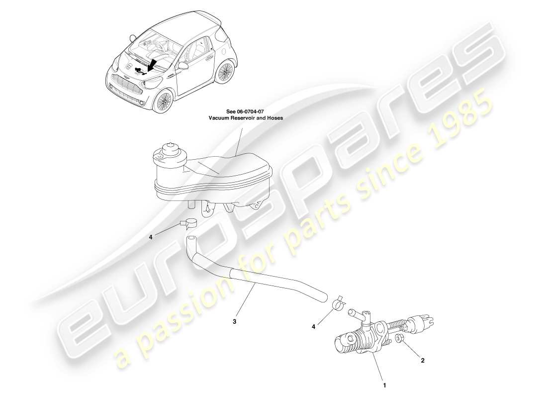 aston martin cygnet (2012) clutch master cylinder parts diagram