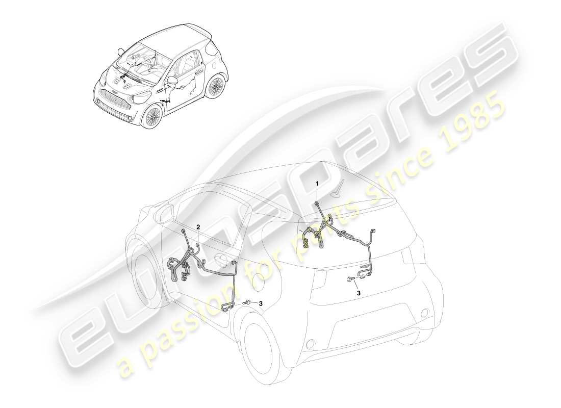 aston martin cygnet (2012) door harness parts diagram