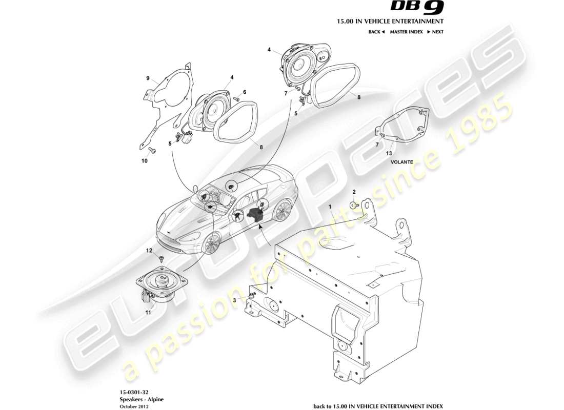 aston martin db9 (2014) speakers, alpine part diagram