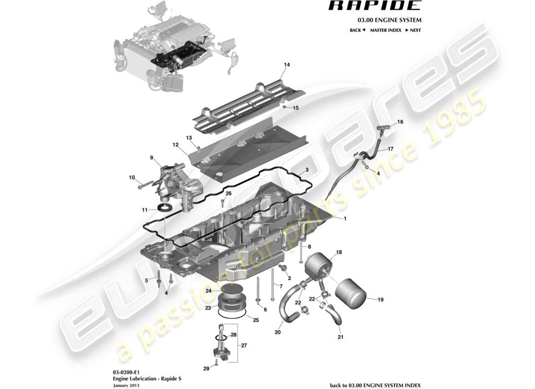 aston martin rapide (2011) engine lubrication part diagram