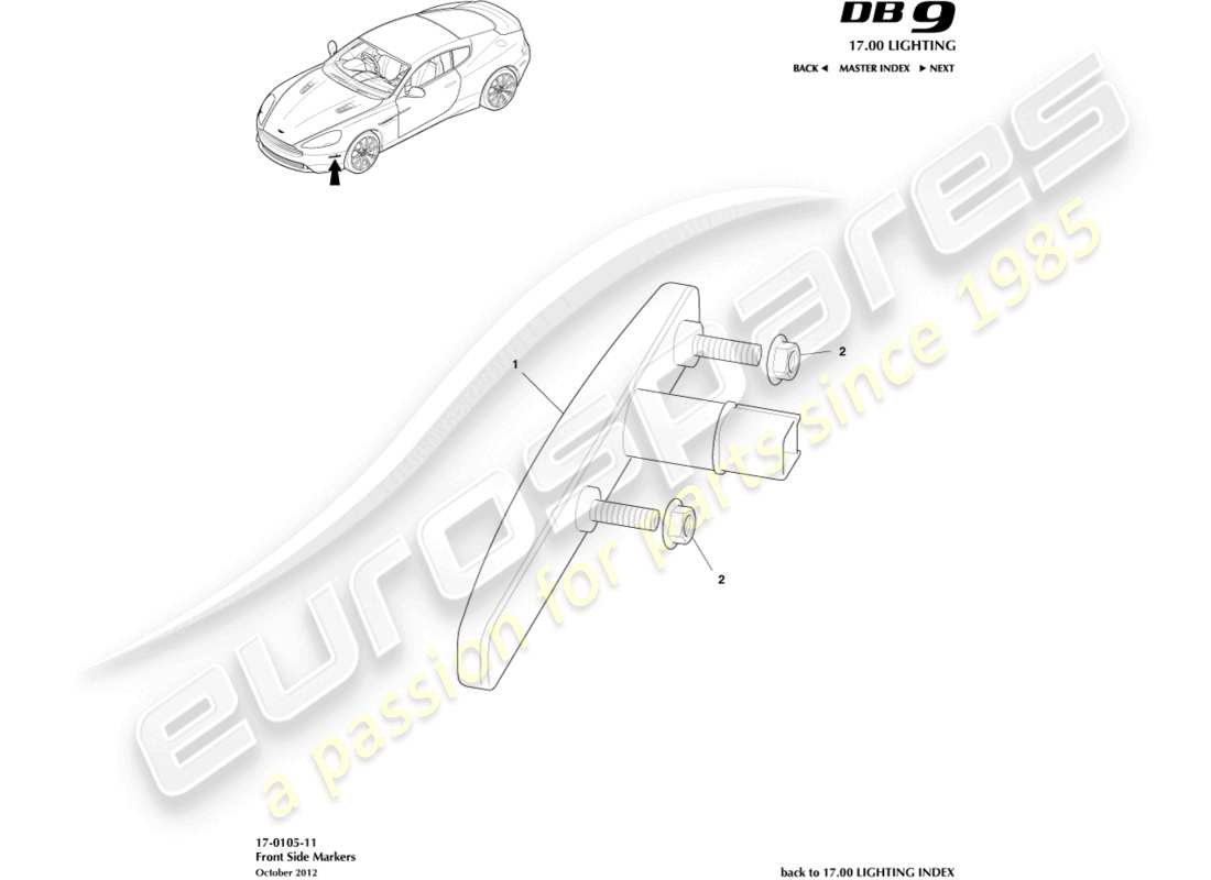 aston martin db9 (2014) front side markers part diagram